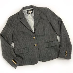J. Crew Gray Herringbone Blazer